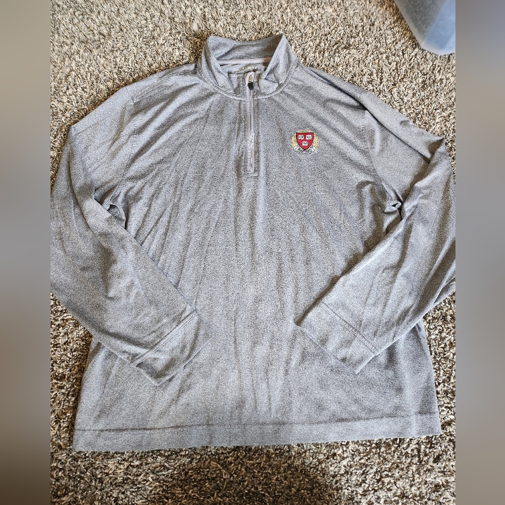 Gray Harvard Quarter-Zip Men's Sweater